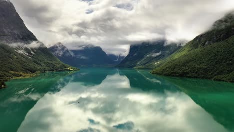 beautiful nature norway natural landscape lovatnet lake.