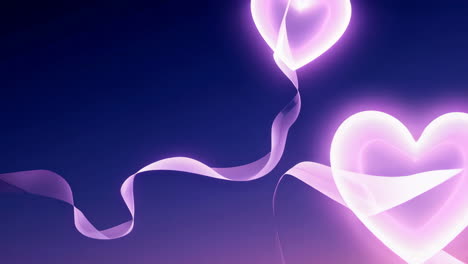 Abstract Glowing Hearts with Ethereal Ribbons