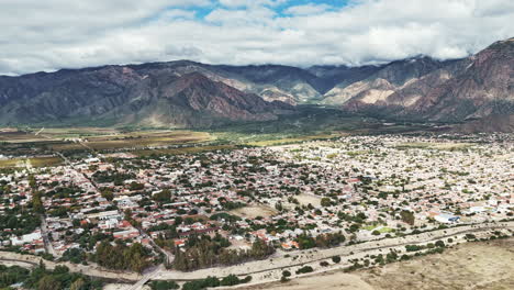 A-captivating-hyperlapse-of-Cafayate,-Salta,-Argentina,-captures-the-city's-charm-on-a-beautiful-day