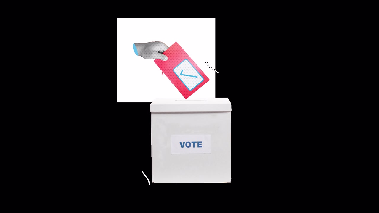 Collage style animated voting elements on alpha channel