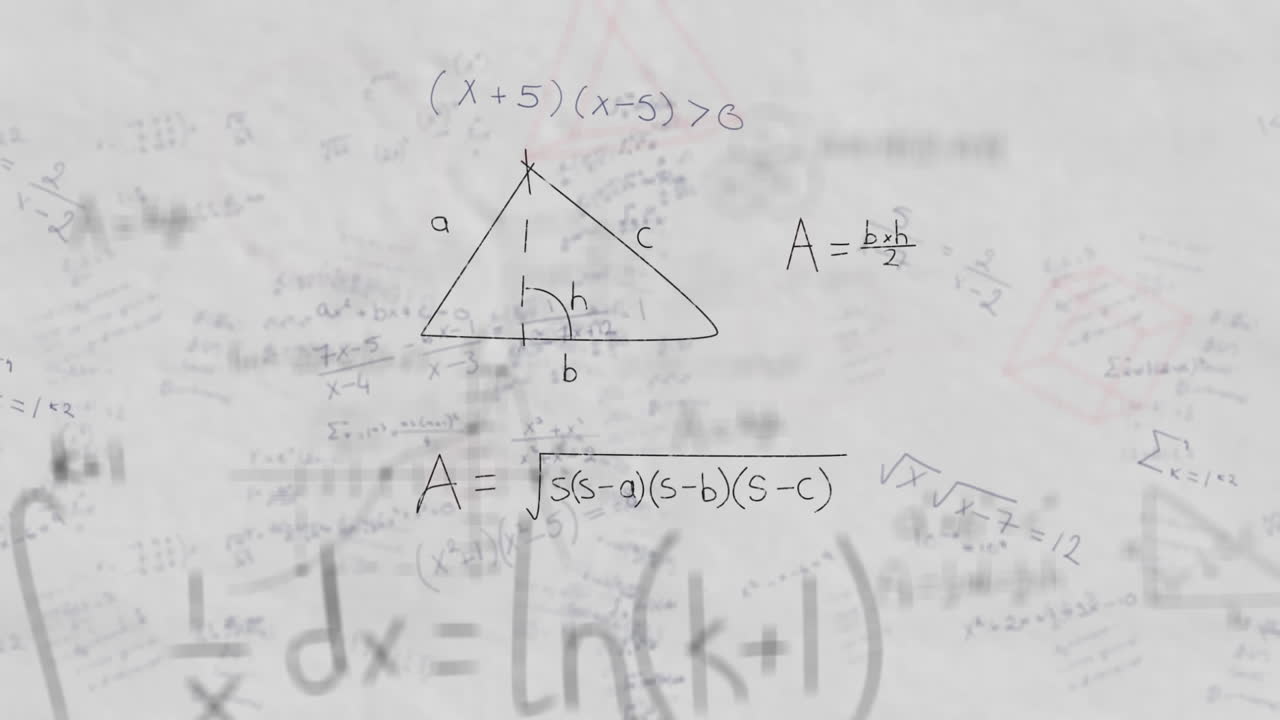 símbolos matemáticos y ecuaciones que se mueven contra un fondo blanco