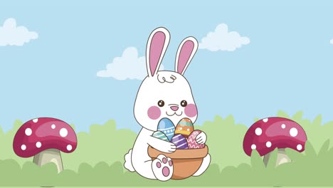 conejo de pascua con huevos y hongos