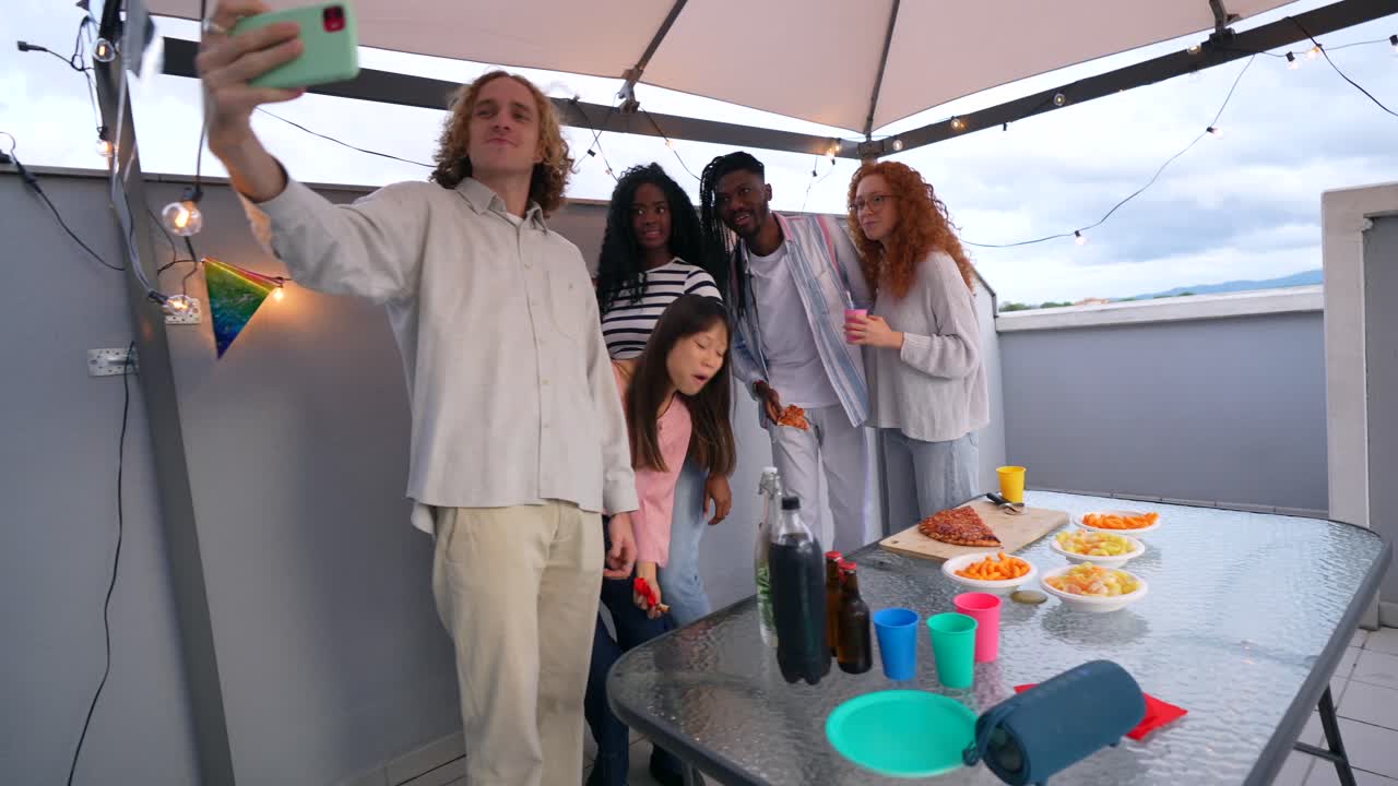 Friends Gathering for a Rooftop Party