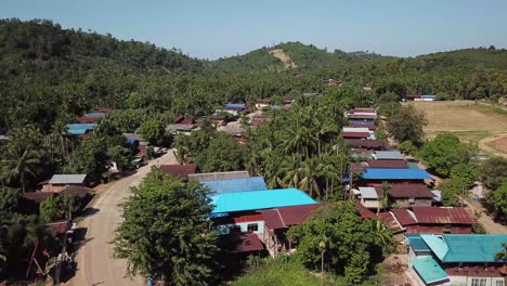 4k-Aerial-View-of-Rural-Village-in-Thailand,-Daytime