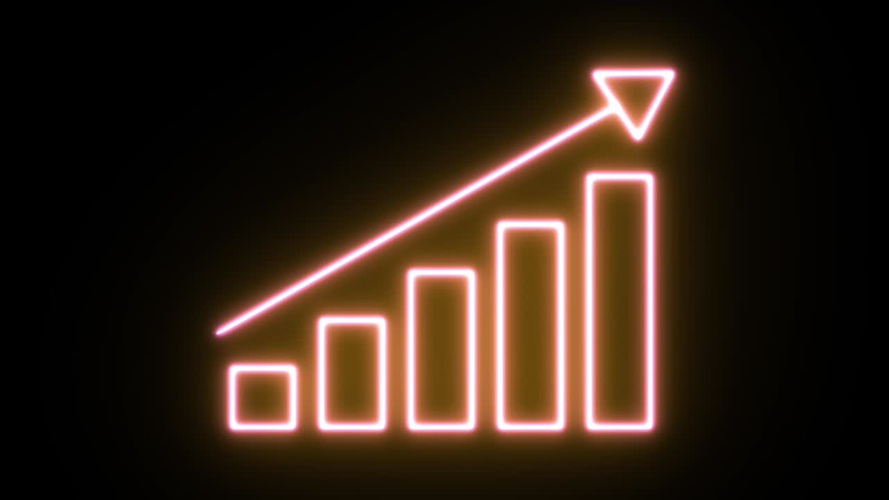animación de icono de luz de neón. fondo negro 4k uhd.