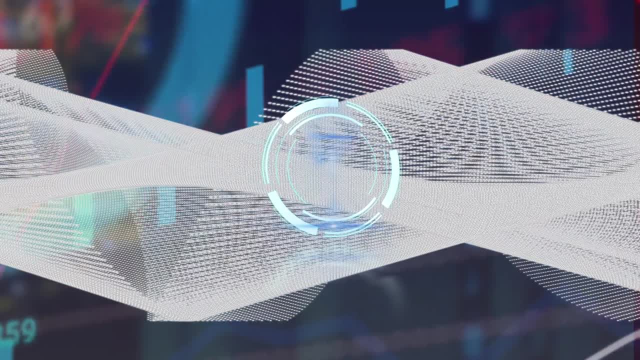 데이터 처리에 대한 스 스캔의 애니메이션과 검은 바탕에 색 모양