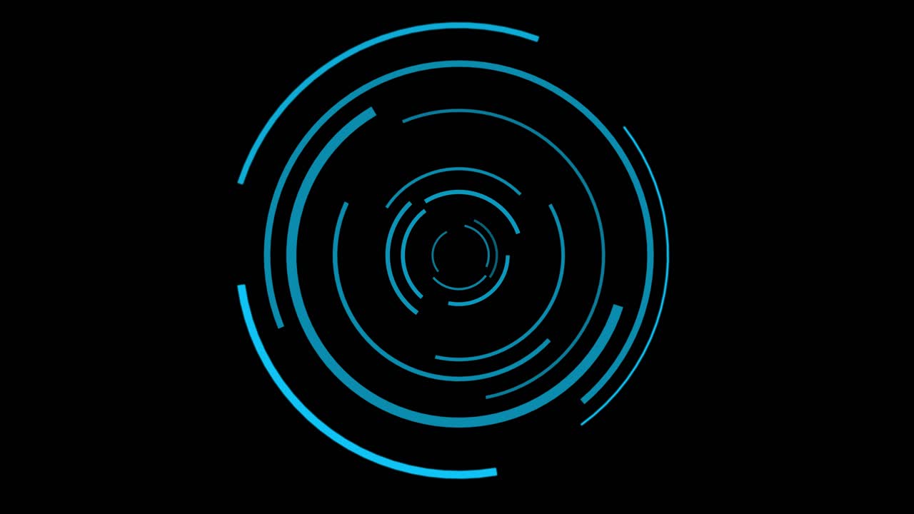 4k blue circles animation isolated the black green screen background for hud interface elements