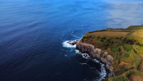 waves washing over the rock in the azores in portugal