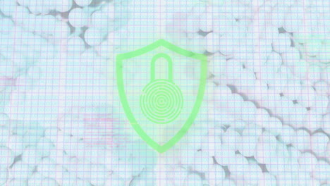 icono de candado de seguridad contra esferas en fondo blanco