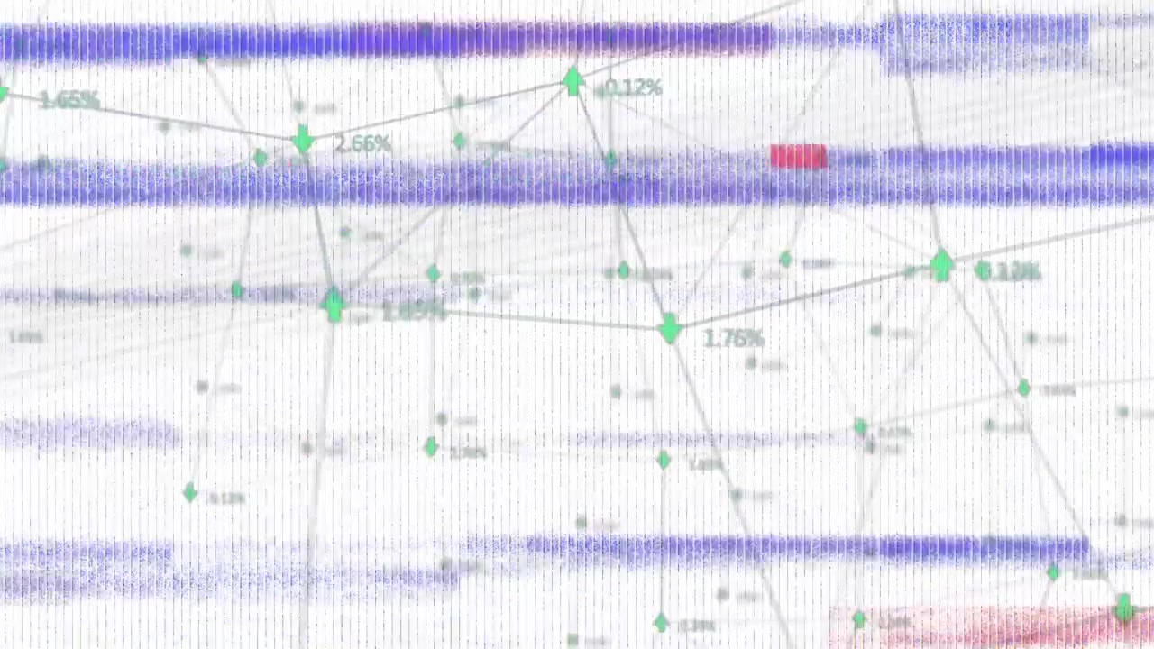 Animation of connections and glitch on white background
