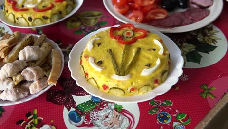 Plate-with-assorted-romanian-traditional-Boeuf-Salad,-delicious-food-for-holidays-in-Romania