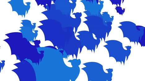 halloween bat - halloween concept - bats flapping their wings upwards -  loopable - hundreds of bat rush upwards - halloween - halloween flying bats endless loop - bat loopable - white background - blue color - а flock of bats