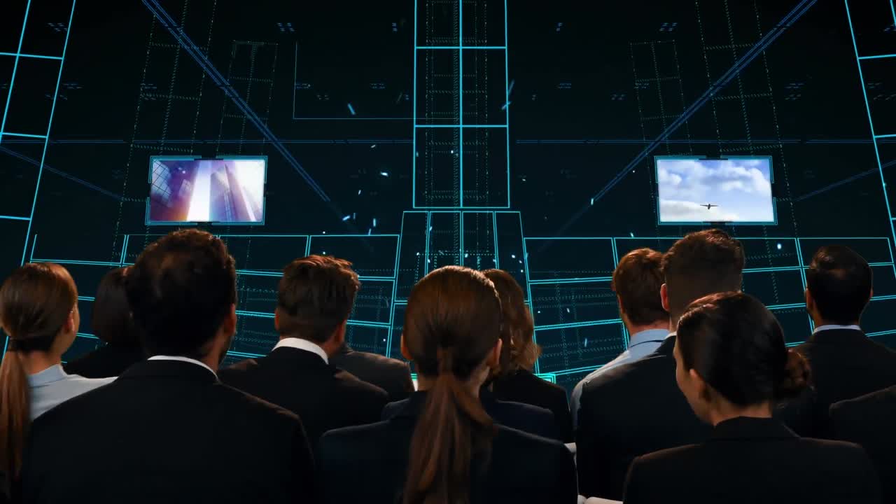 디지털 무대를 지켜보는 사업가들