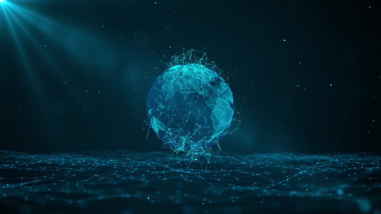 Global encrypted cybersecurity network data cyber security virtual planet earth digital technology