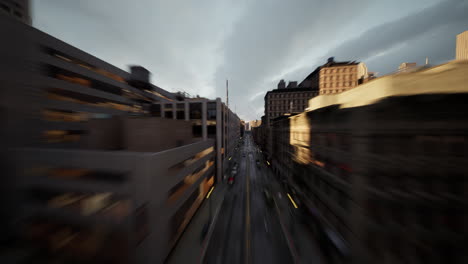 aerial hyperlapse view above traffic of big city