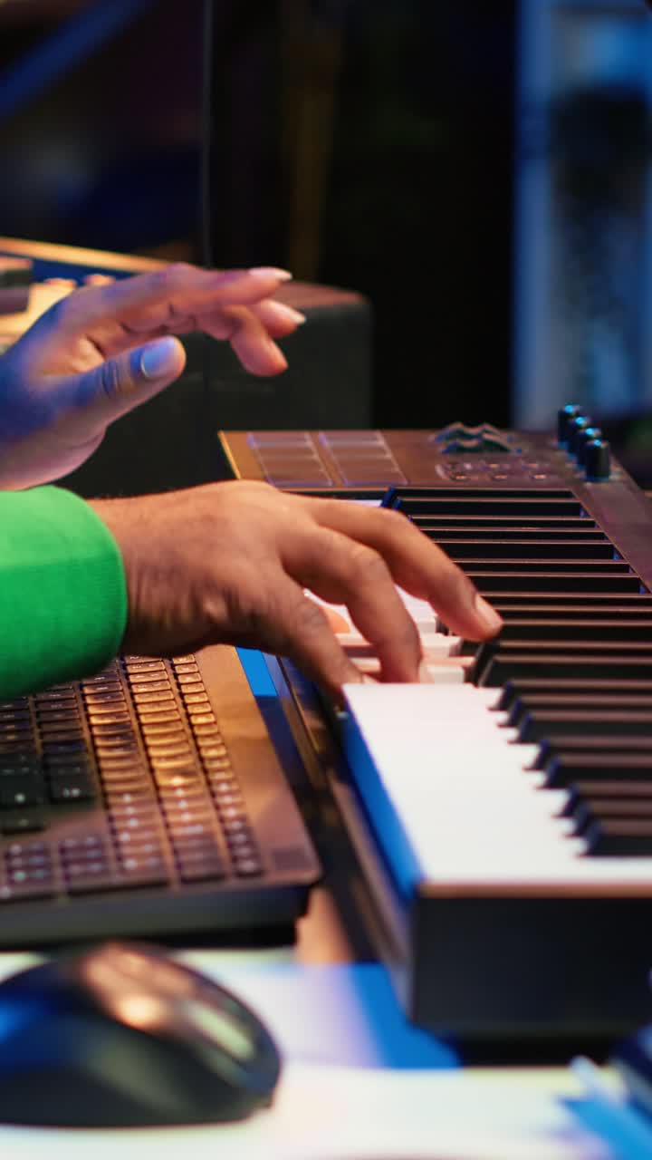 Close Up of Musician's Hands Playing Digital Piano Keyboard