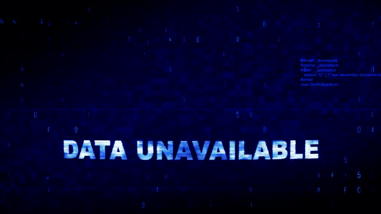 los datos no están disponibles texto ruido digital contracción glitch distorsión efecto error animación de bucle.