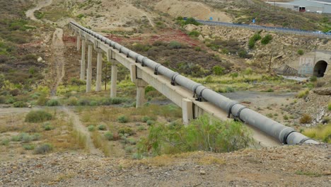 aqueduct for old pipeline to cross valley in tenerife island, tilt up view