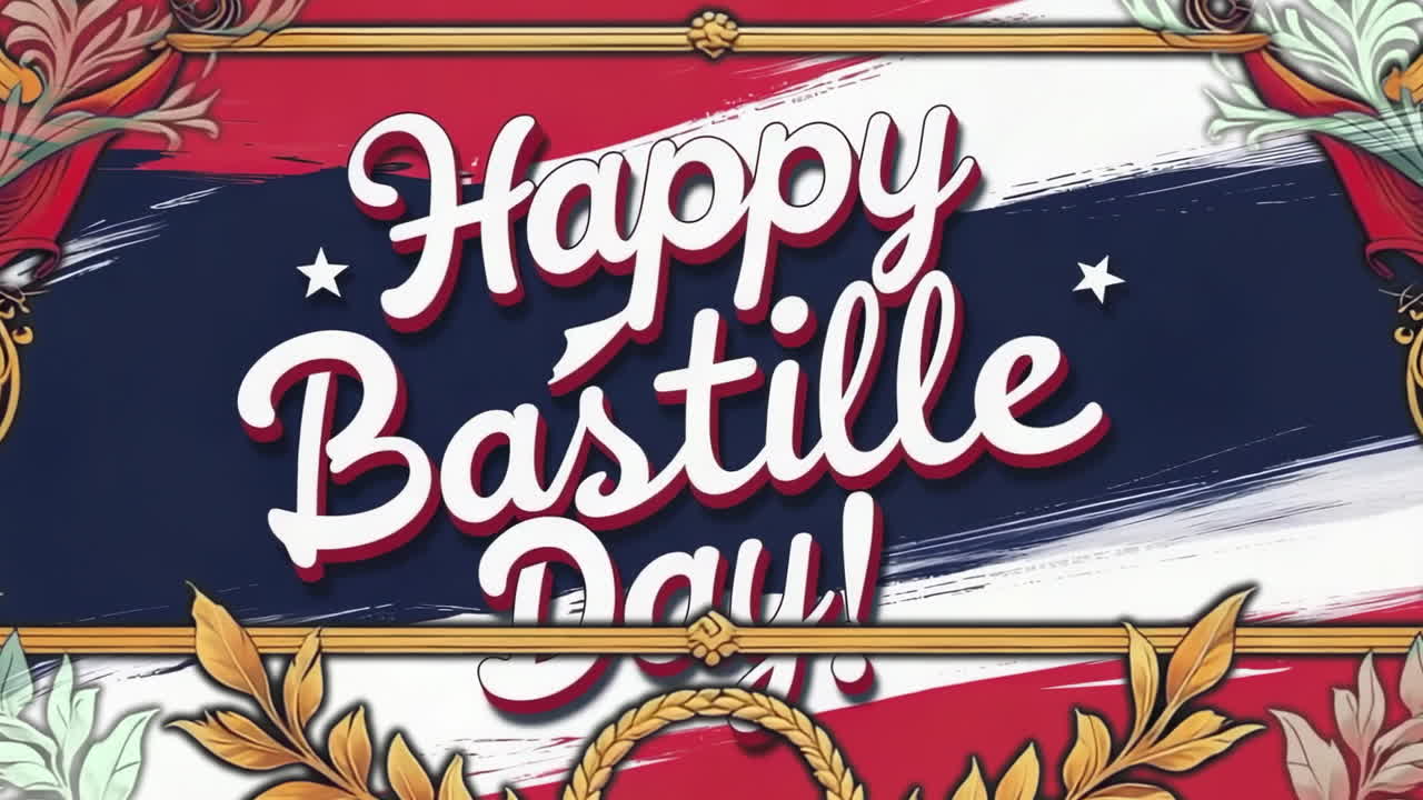 Happy Bastille Day Greeting with French Flag Colors