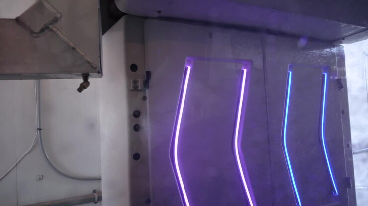 Automated robotic arm spraying and scrubbing vehicle in modern carwash