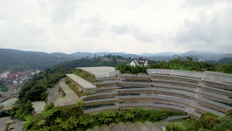 aerial flyover of a fruit plantation in the hills of bringchan