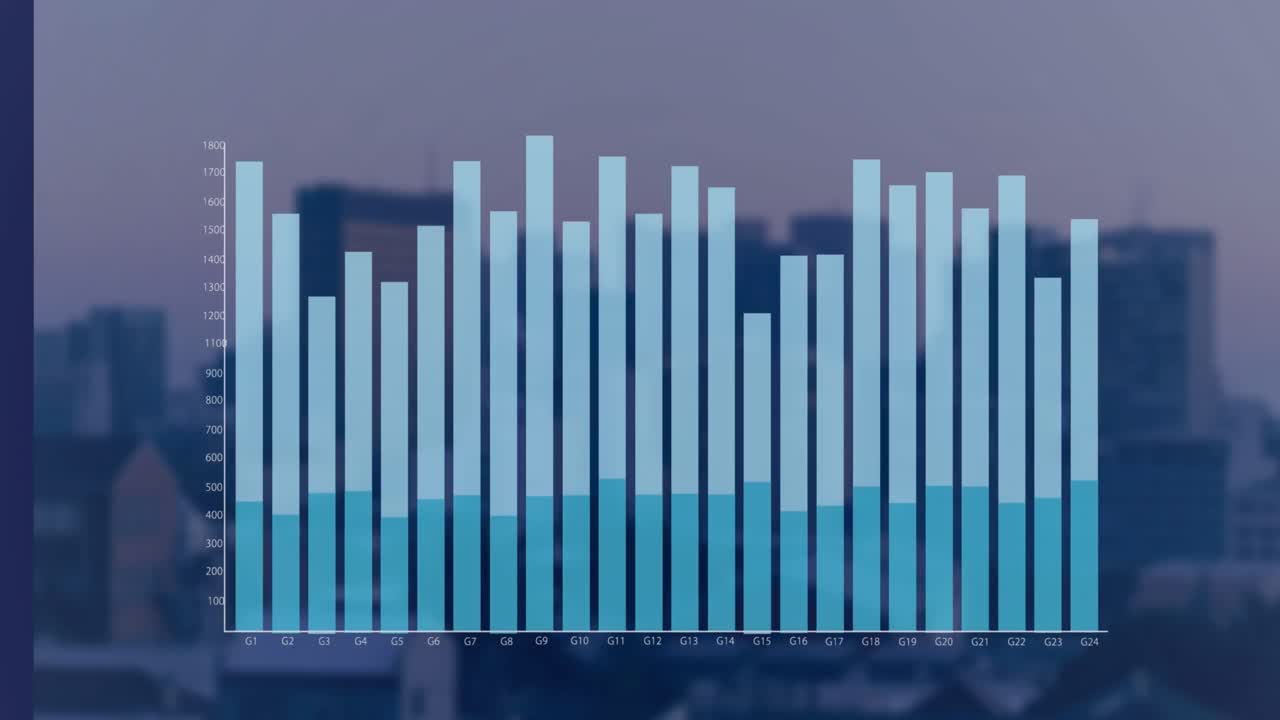 animación de columnas móviles sobre el procesamiento de datos sobre fondo negro