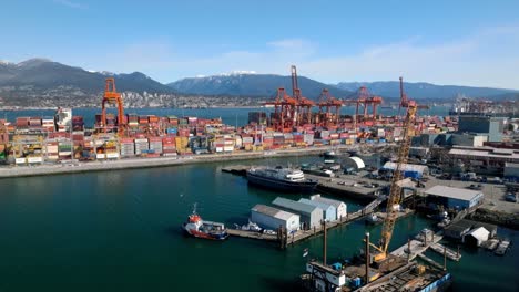 fly back at the container terminal in vancouver centerm terminal, vancouver, canada