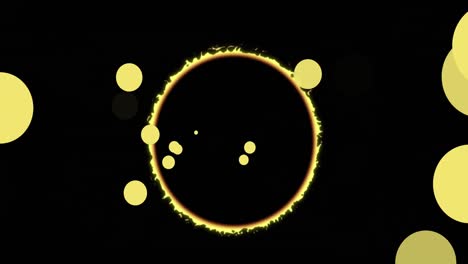 Animations-of-moving-yellow-glowing-shapes-over-black-background