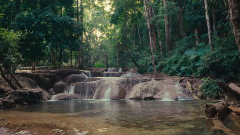 beautiful waterfall in a lush tropical forest