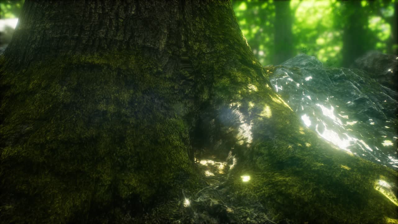 mañana en el bosque nebuloso de primavera con los rayos del sol