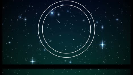 animation of circular scope and slipping frame over glowing stars on night sky background