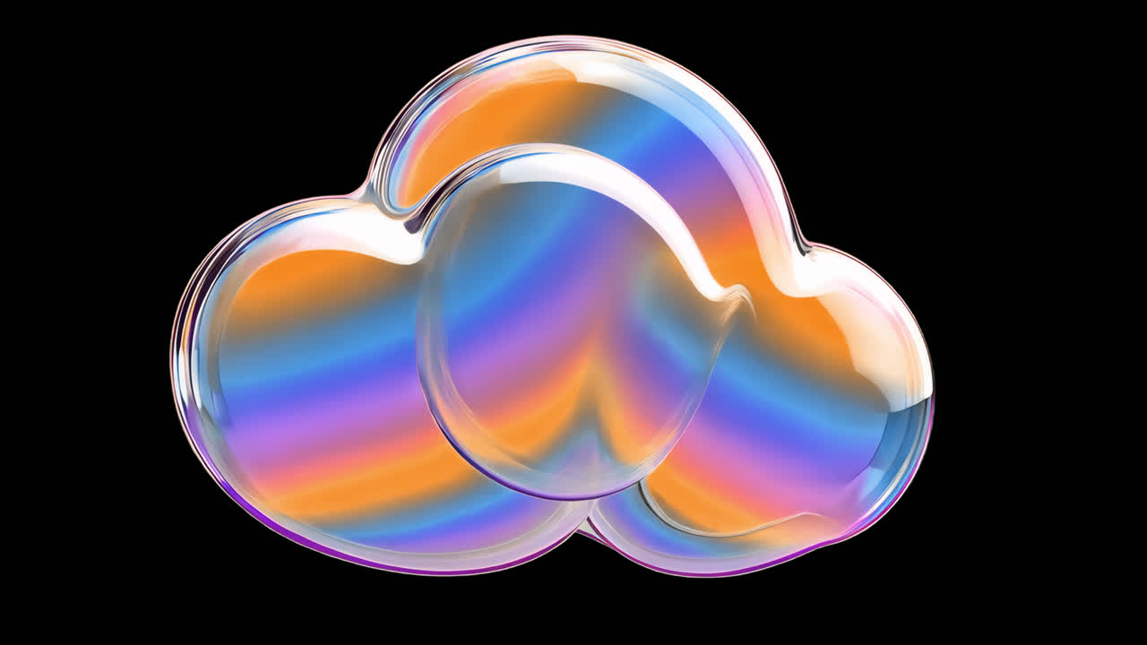 Holographic 3d cloud animation isolated asset, transparent 4K video, alpha channel, ProRes 4444