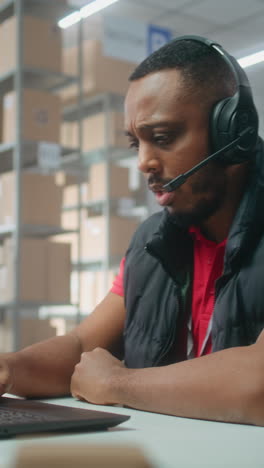 warehouse employee on headset