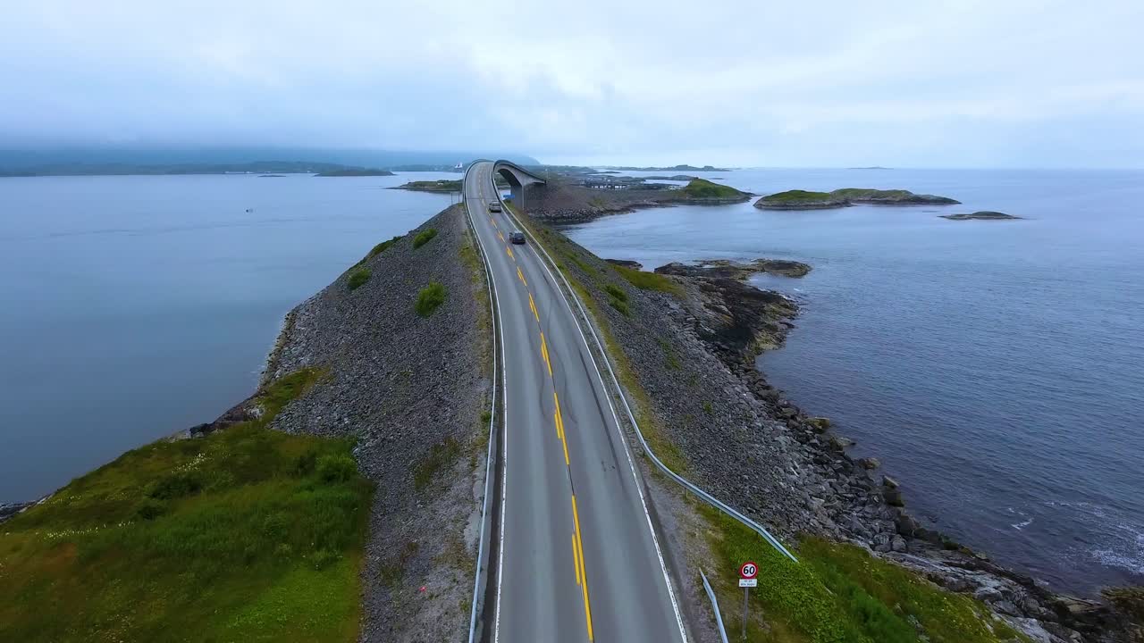 대서양 도로 항공 영상 노르웨이