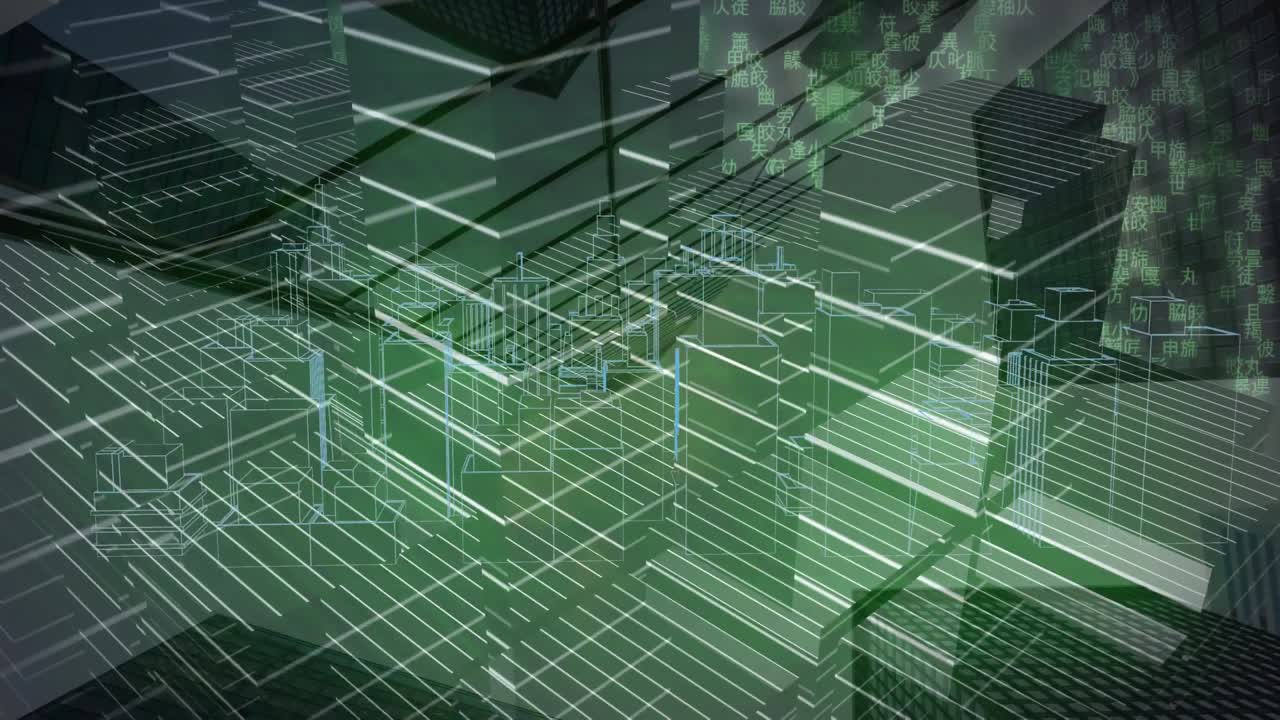Animation of digital city model over data processing
