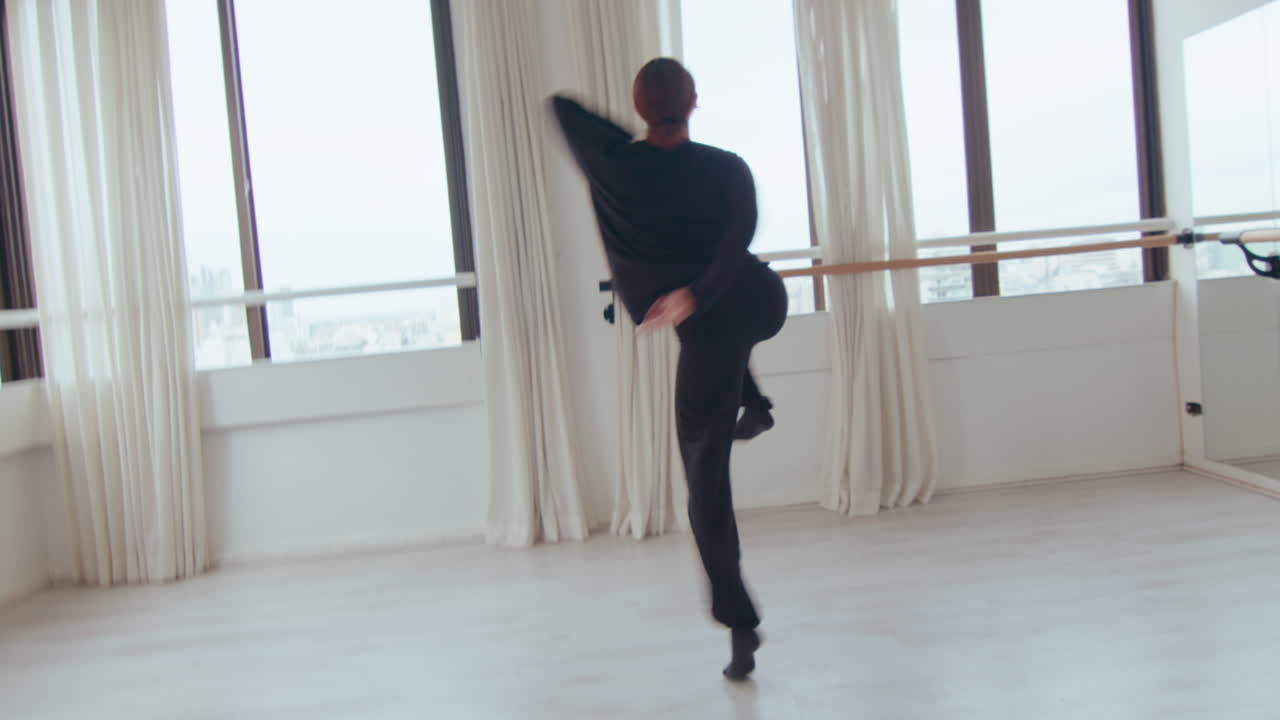 Girl Performing Energetic Contemporary Dance in Studio