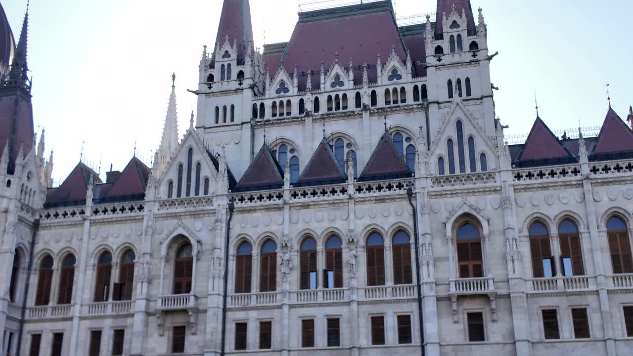 Stunning architecture of the Hungarian Parliament Building under clear skies in Budapest