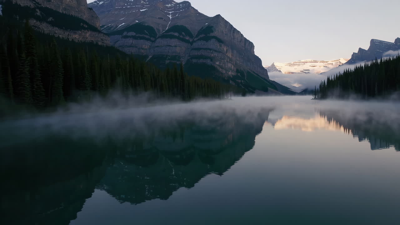 Misty Sunrise over Mountain Lake