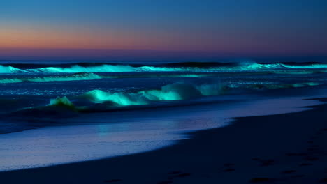 bioluminescent waves at night