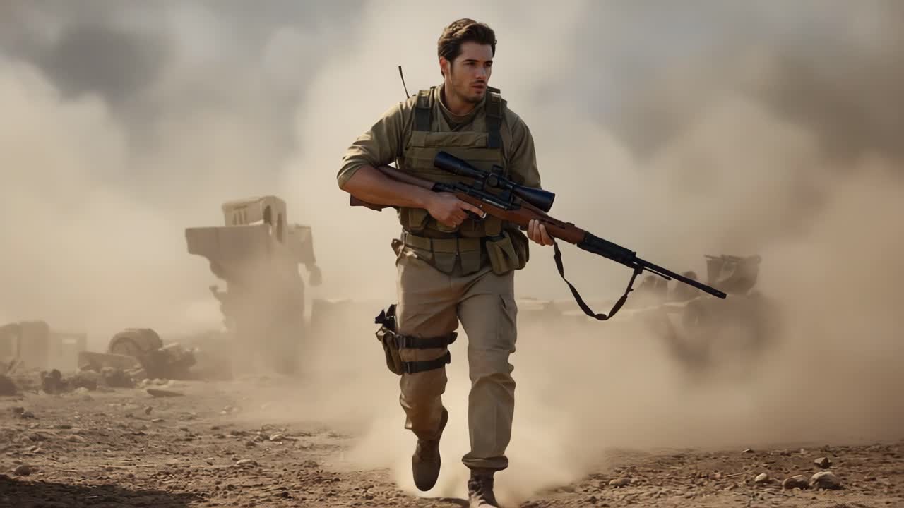 Soldier with Sniper Rifle in Combat