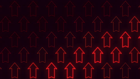 bold pattern of arrows in red lines on a black backdrop, each arrow pointing in a different direction, forming a captivating and dynamic visual composition