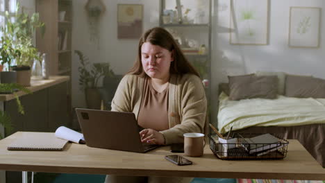 woman working at home