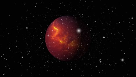 un planeta rojo moviéndose en el universo