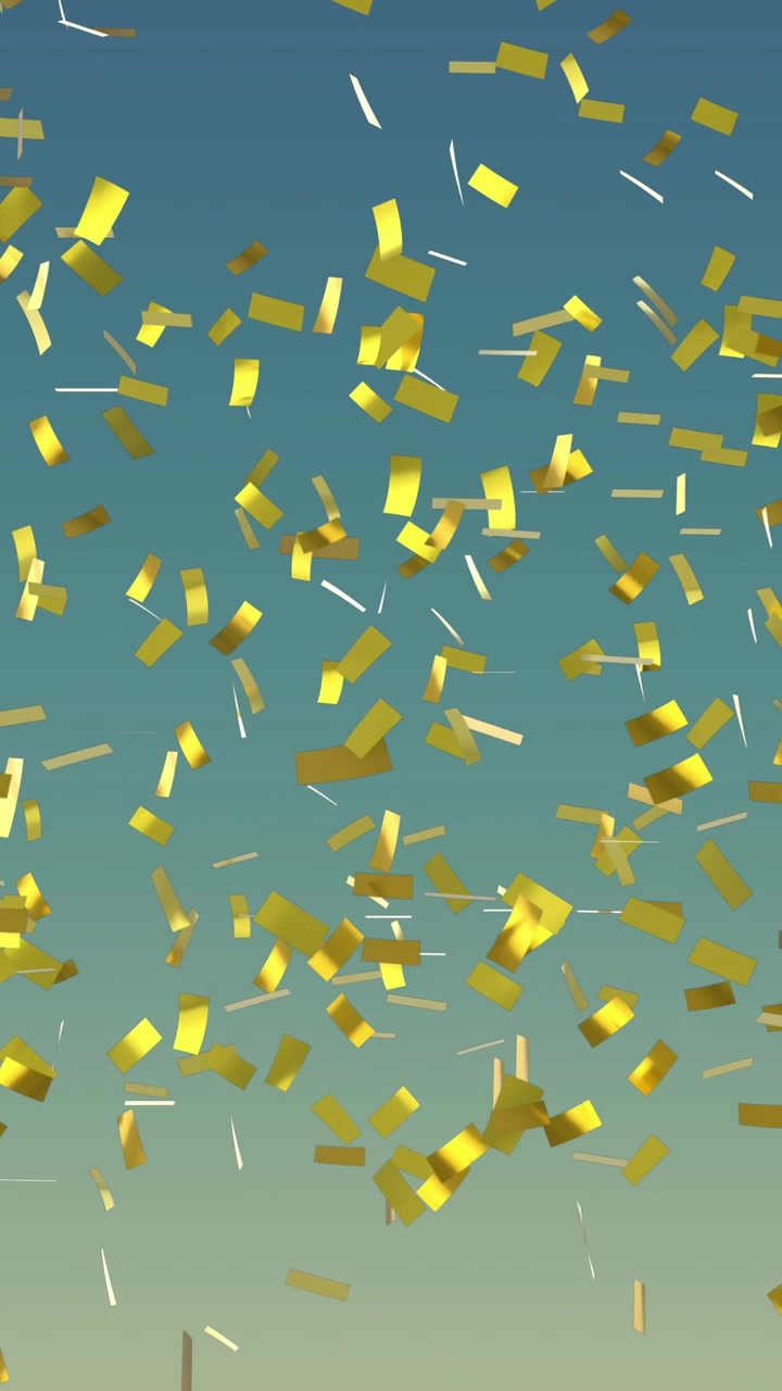Animation of confetti falling over gradient blue background