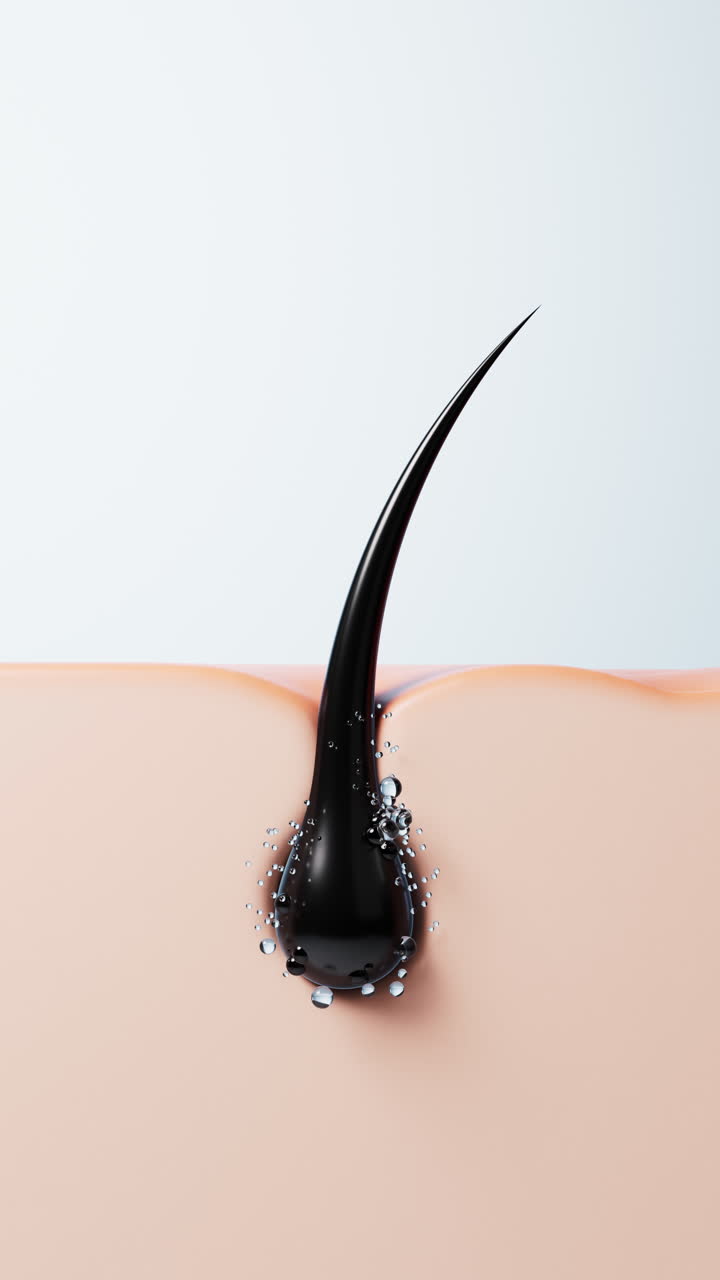 Skin with hair in pores, hair treatment concept, 3d rendering.