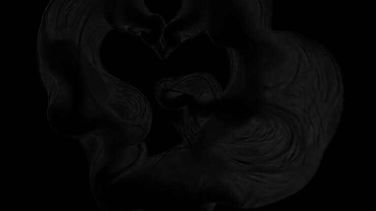 Abstract heart-shaped smoke animated overlay, transparent 4K video, alpha channel, ProRes 4444