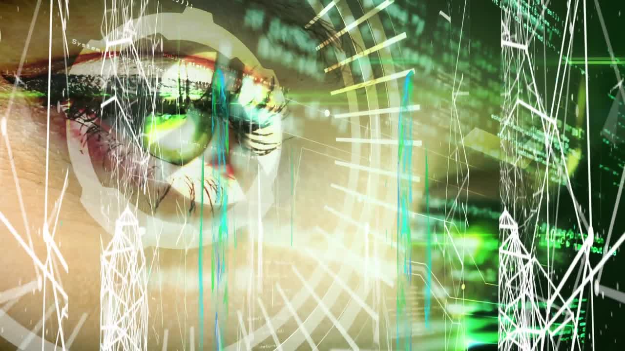 red de conexiones y procesamiento de datos contra el ojo humano