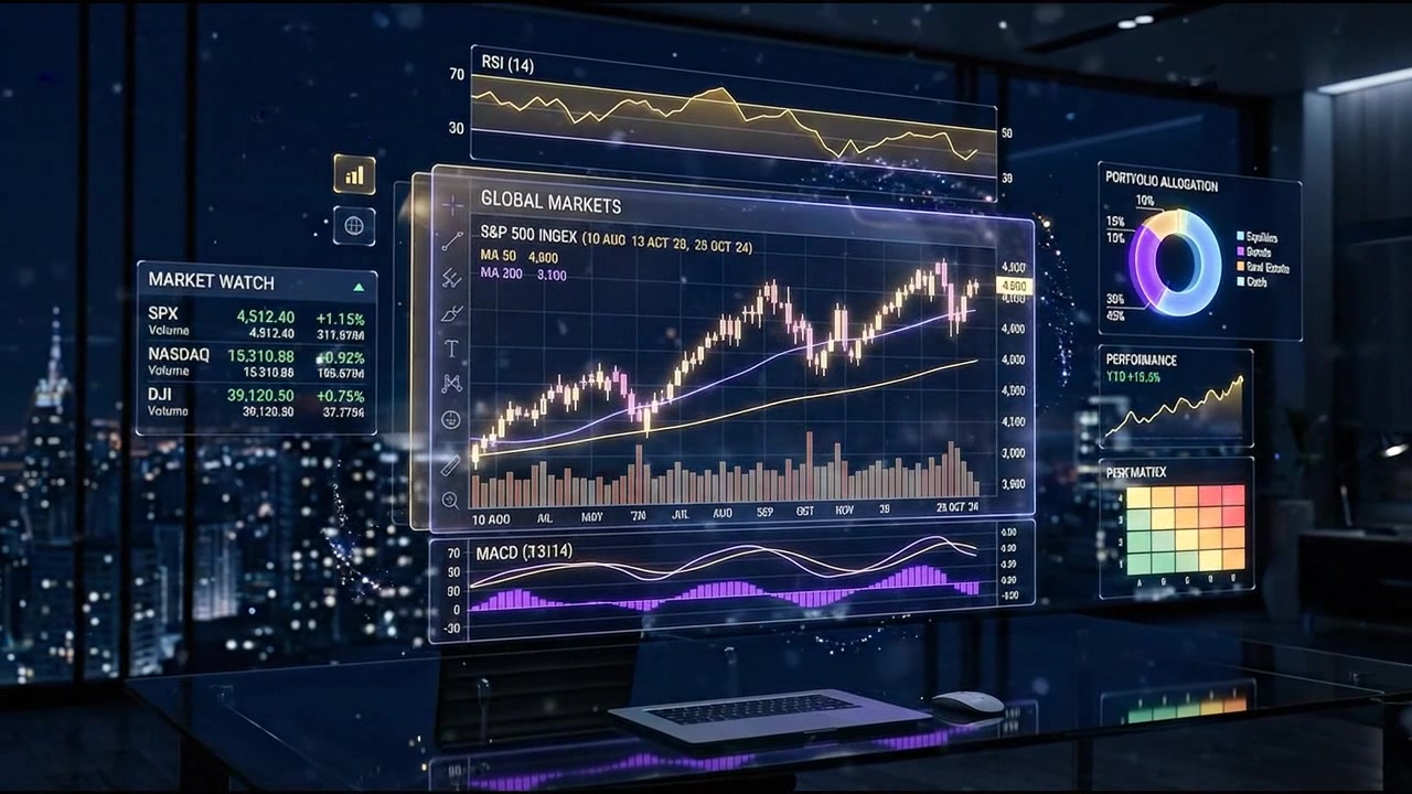 Financial Stock Market Data Dashboard on Computer Screen