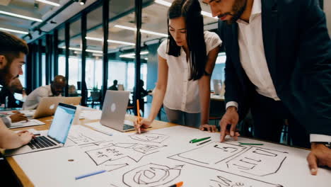 creative professionals collaborating on design and planning in a modern office