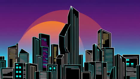 vibrant neon city skyline